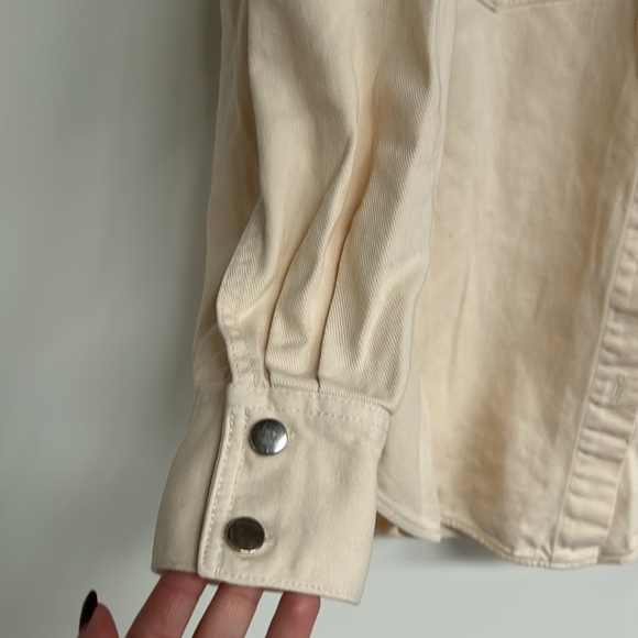 H&M Denim shirt jacket | Cream - Picture 7 of 11
